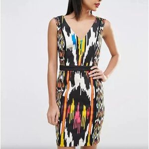 French Connection| NEW Black Multicolour Tribal Mini Dress Sz 6